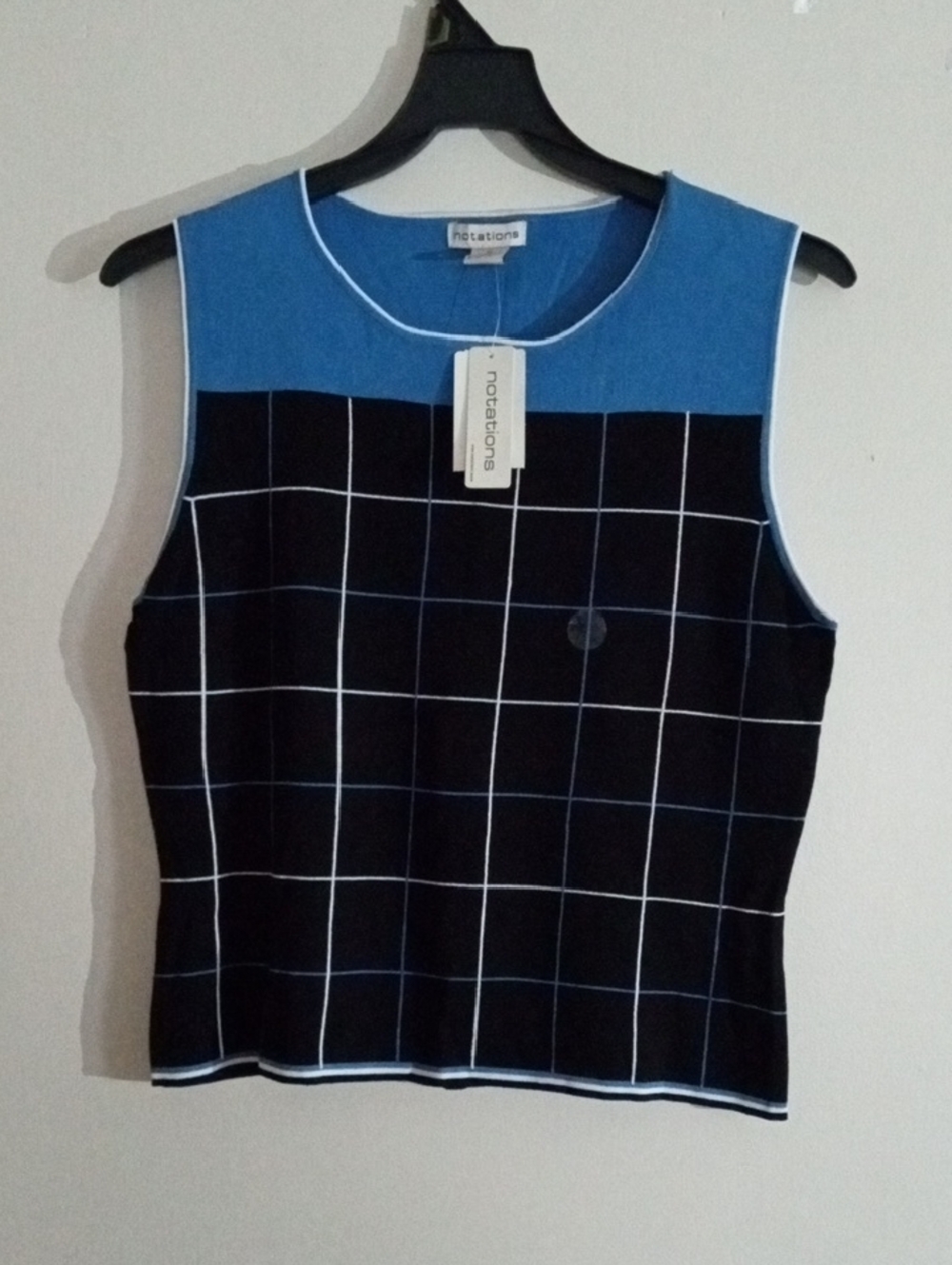 Notations Black Grid Tank with Blue Yoke